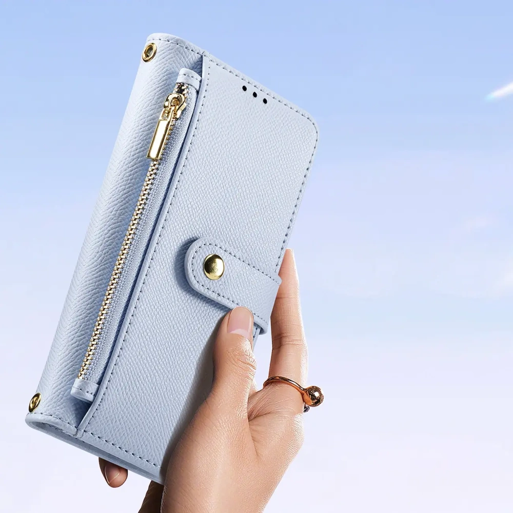 Etui z klapką Dux Ducis Lawa do Apple iPhone 16 Pro Max z odłączanym portfelem magnetycznym błękitne