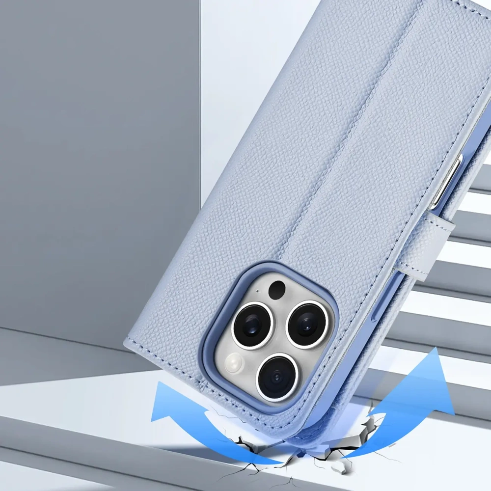 Etui z klapką Dux Ducis Lawa do Apple iPhone 16 Pro Max z odłączanym portfelem magnetycznym błękitne
