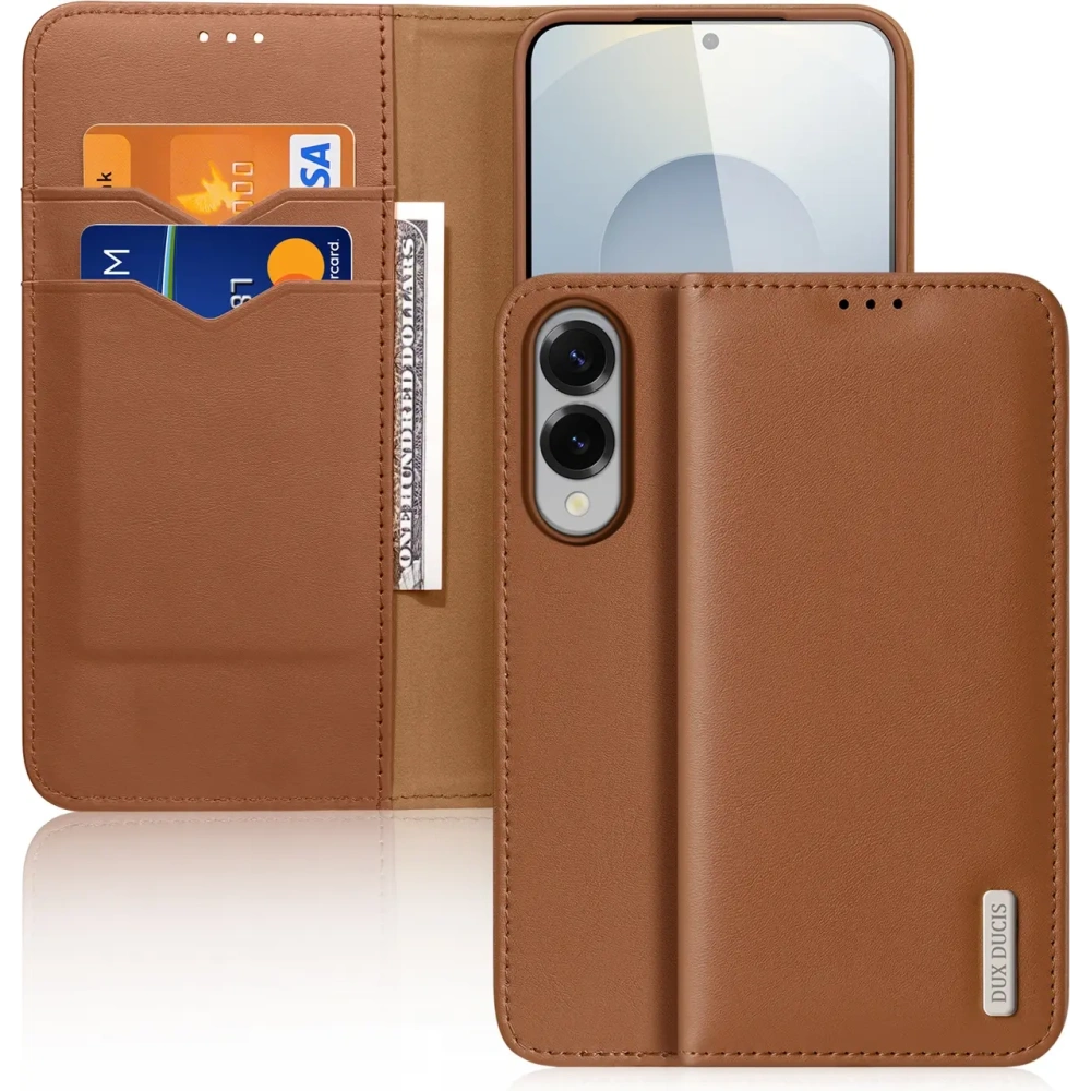 Etui z klapką Dux Ducis Hivo do Samsung Galaxy S25 Edge brązowe