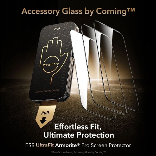 Szkło hartowane ESR Ultrafit Armorite Pro Tempered Glass Accessory Glass by Corning do Apple iPhone 16 Pro / 17 Clear