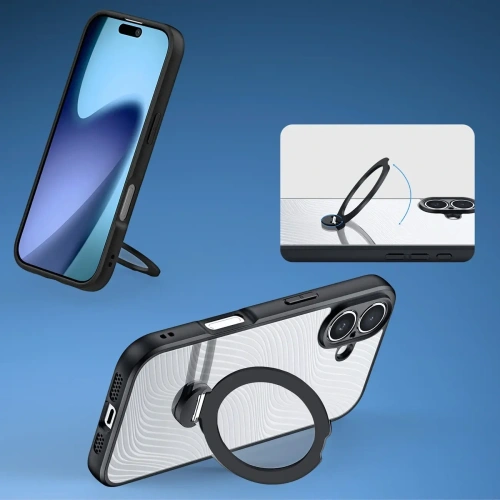 Etui Dux Ducis Aimo Mag z pierścieniem magnetycznym i podstawką do Apple iPhone 17 czarne
