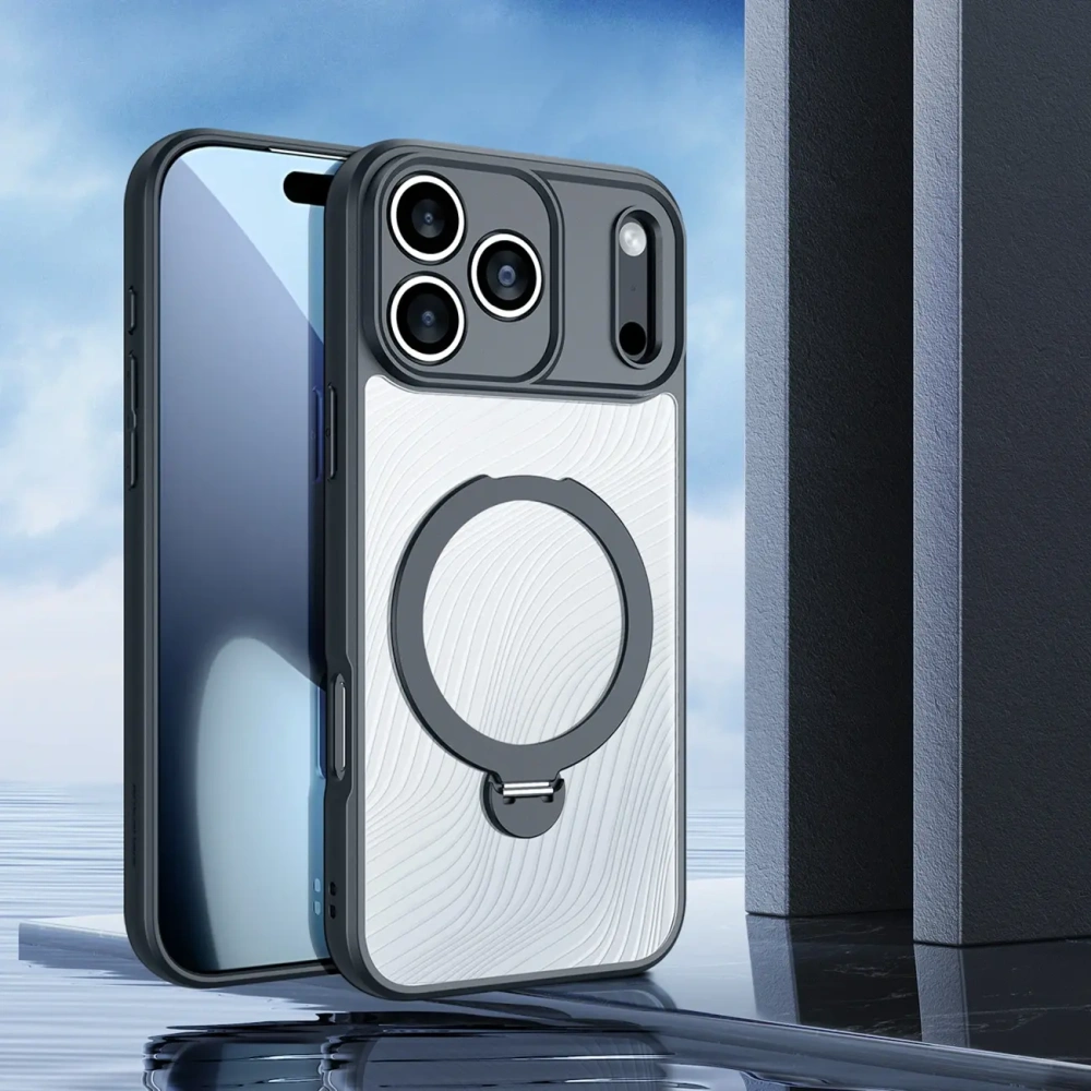 Etui Dux Ducis Aimo Mag z pierścieniem magnetycznym i podstawką do Apple iPhone 17 Pro czarne
