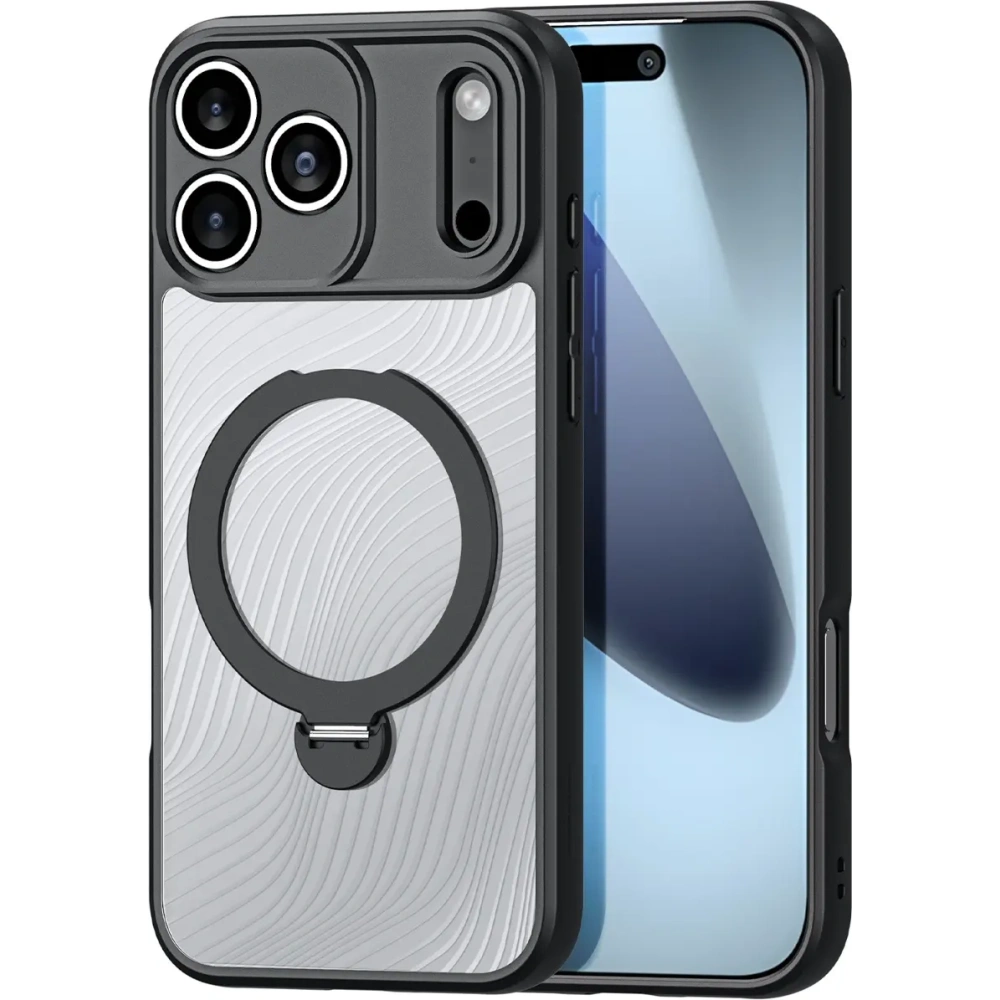 Etui Dux Ducis Aimo Mag z pierścieniem magnetycznym i podstawką do Apple iPhone 17 Pro Max czarne