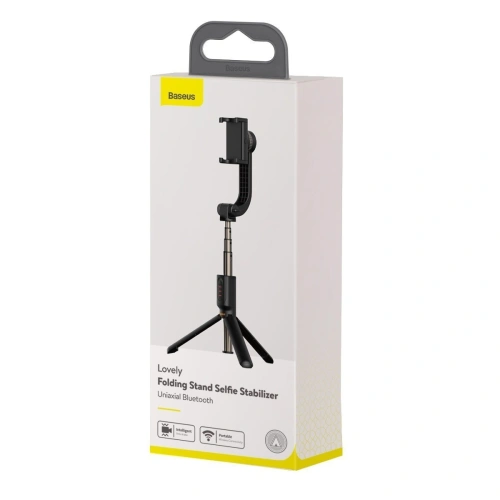Gimbal jednoosiowy / selfie stick / statyw Baseus Lovely z funkcją tripoda, Bluetooth (czarny)