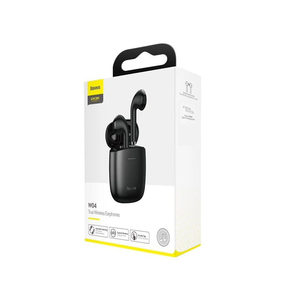 Hurtownia GSM - Bezprzewodowe słuchawki Baseus Encok W04 TWS, Bluetooth 5.0 (czarne) - BSU1561BLK - {ean13} - Hurt