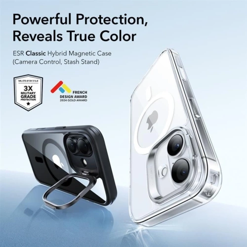 Etui ESR Classic Hybrid Kickstand MagSafe do Apple iPhone 17 Clear/black