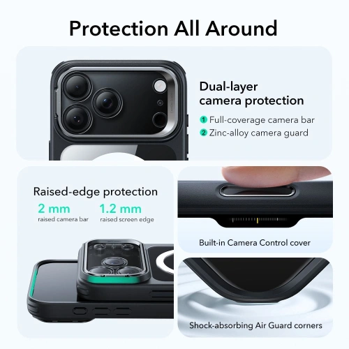 Etui ESR Classic Hybrid Kickstand MagSafe do Apple iPhone 17 Pro Clear/black