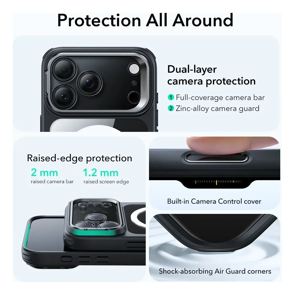 Etui ESR Classic Hybrid Kickstand MagSafe do Apple iPhone 17 Pro Max Clear/black