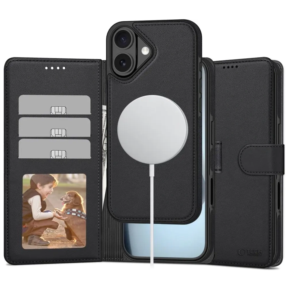 Etui z klapką Tech-protect Wallet MagSafe do Apple iPhone 17 Matte Black