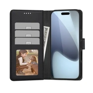 Etui z klapką Tech-protect Wallet MagSafe do Apple iPhone 17 Matte Black