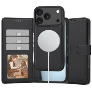 Etui z klapką Tech-protect Wallet MagSafe do Apple iPhone 17 Pro Matte Black