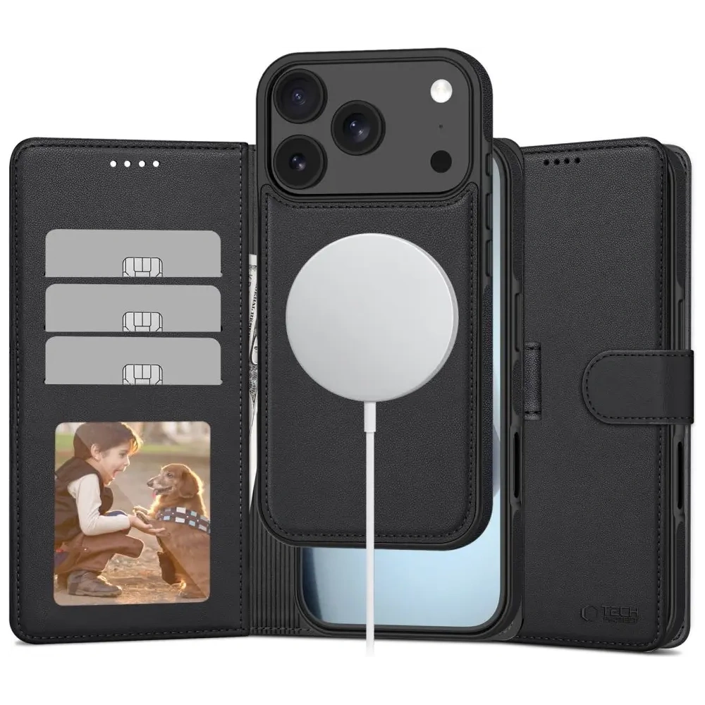 Etui z klapką Tech-protect Wallet MagSafe do Apple iPhone 17 Pro Max Matte Black
