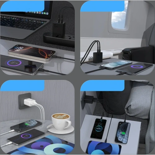 Ładowarka sieciowa Dudao A29 65W GaN 2xUSB-C, USB-A czarna