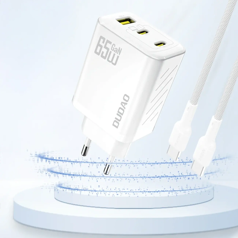 Ładowarka sieciowa Dudao A29 65W GaN 2xUSB-C, USB-A biała