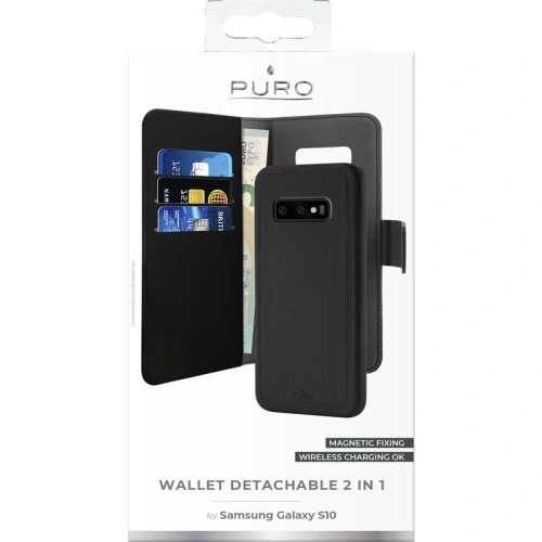 Etui PURO Wallet Detachable 2w1 Samsung Galaxy S10 (czarny)