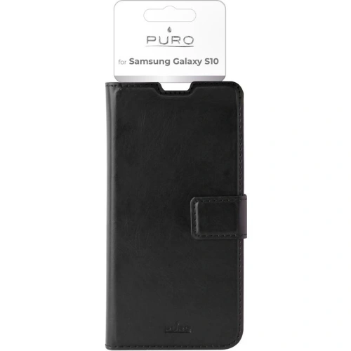 Etui PURO Booklet Wallet Case Samsung Galaxy S10 z kieszeniami na karty + stand up (czarny)