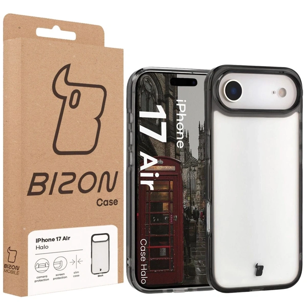 Etui Bizon Case Halo do Apple iPhone 17 Air przydymione-czarne