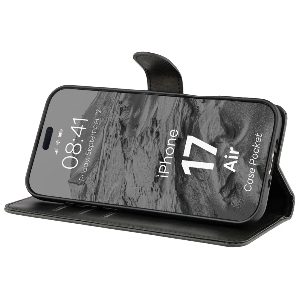 Etui z klapką Bizon Case Pocket do Apple iPhone 17 Air czarne