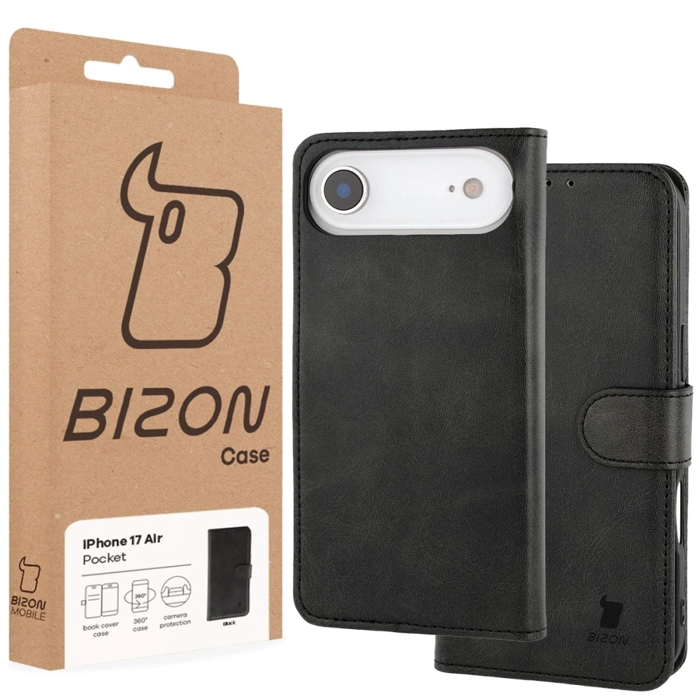Etui z klapką Bizon Case Pocket do Apple iPhone 17 Air czarne