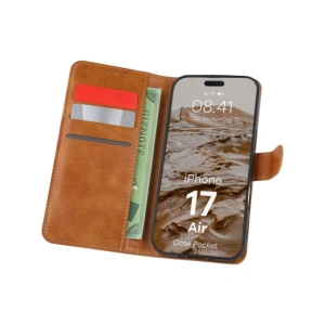 Etui z klapką Bizon Case Pocket do Apple iPhone 17 Air brązowe