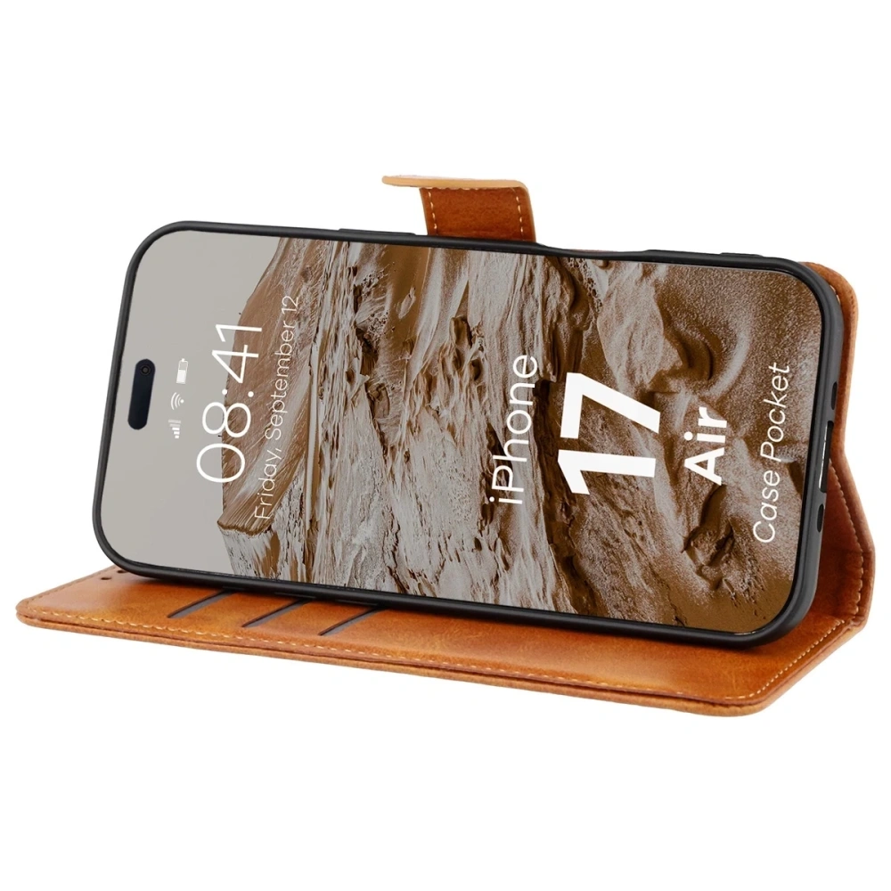 Etui z klapką Bizon Case Pocket do Apple iPhone 17 Air brązowe