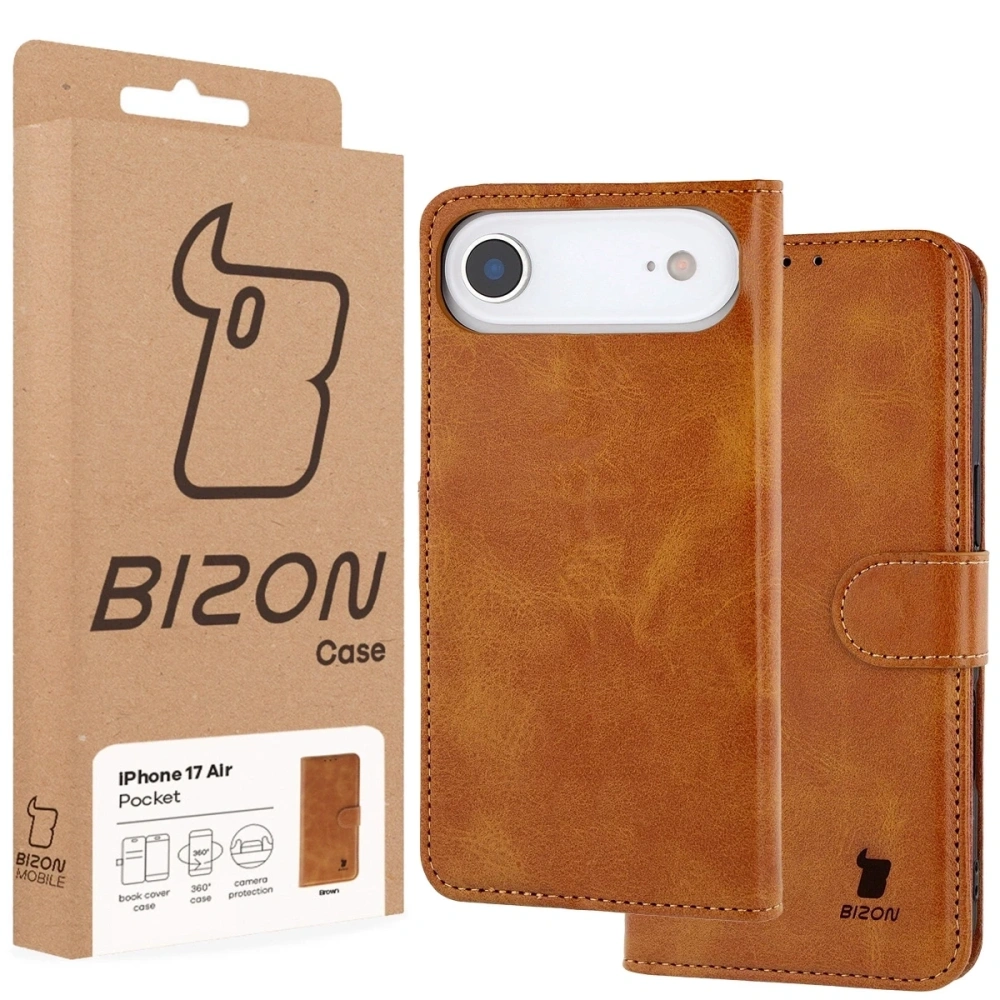 Etui z klapką Bizon Case Pocket do Apple iPhone 17 Air brązowe