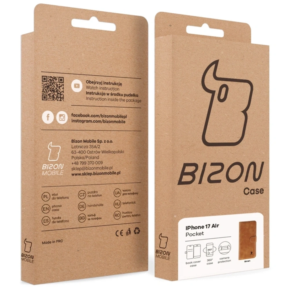 Etui z klapką Bizon Case Pocket do Apple iPhone 17 Air brązowe