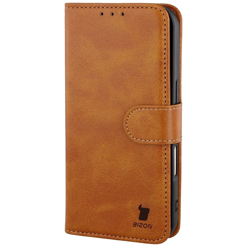 Etui z klapką Bizon Case Pocket do Apple iPhone 17 Pro brązowe