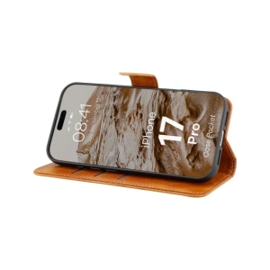 Etui z klapką Bizon Case Pocket do Apple iPhone 17 Pro brązowe