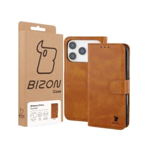 Etui z klapką Bizon Case Pocket do Apple iPhone 17 Pro brązowe