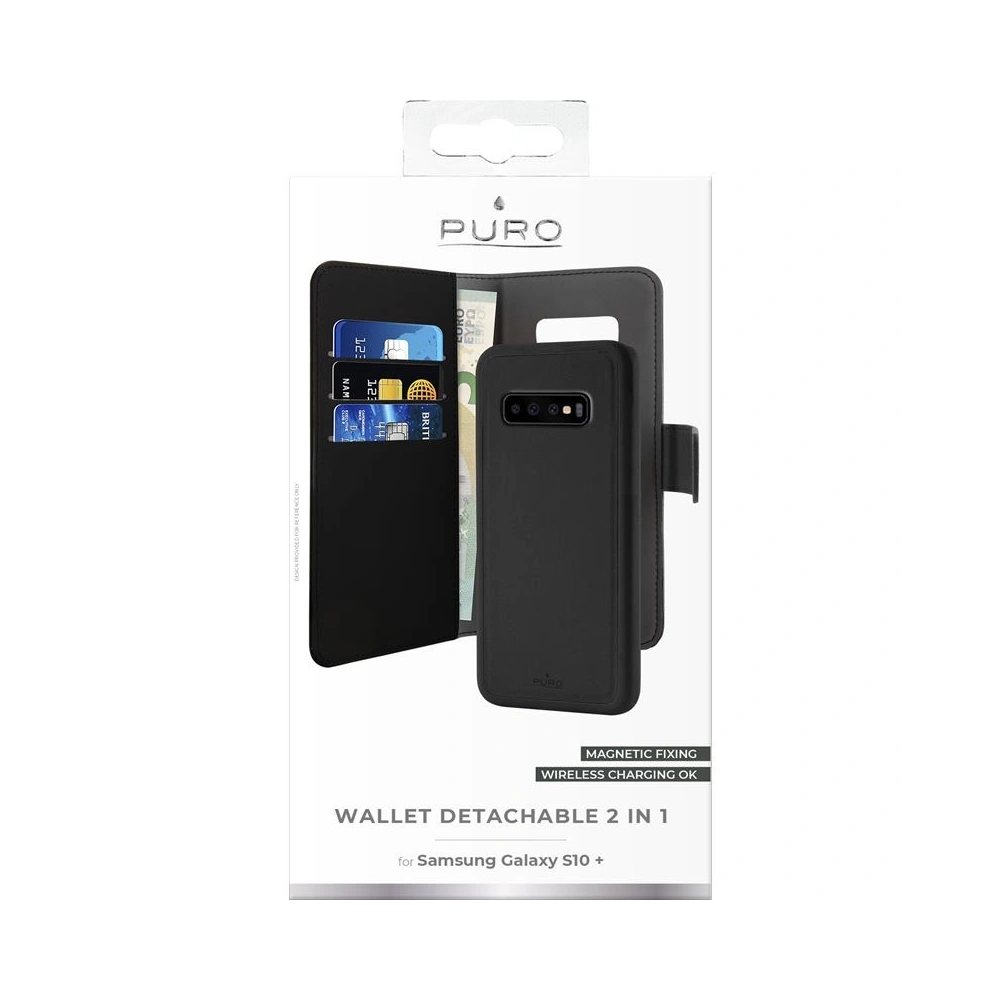Hurtownia GSM - Etui PURO Wallet Odnímatelné 2w1 Samsung Galaxy S10+ Plus (černé) - PUR019BLK - {ean13} - Hurt
