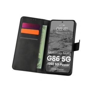 Etui z klapką Bizon Case Pocket do Motorola Moto G86 5G / G86 Power 5G czarne