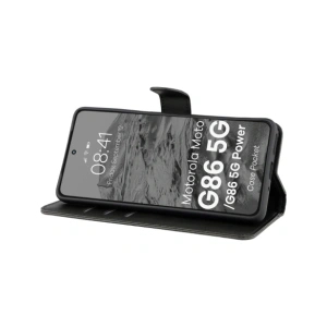 Etui z klapką Bizon Case Pocket do Motorola Moto G86 5G / G86 Power 5G czarne