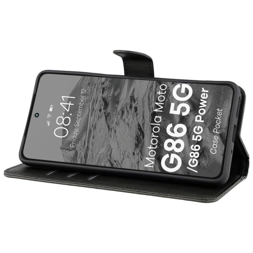 Etui z klapką Bizon Case Pocket do Motorola Moto G86 5G / G86 Power 5G czarne