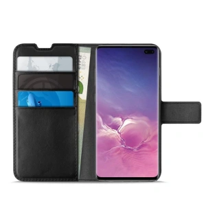 Hurtownia GSM - Etui PURO Booklet Wallet Case Samsung Galaxy S10+ Plus s kapsami na karty + stojánek (černý) - PUR020BLK - {ean13} - Hurt