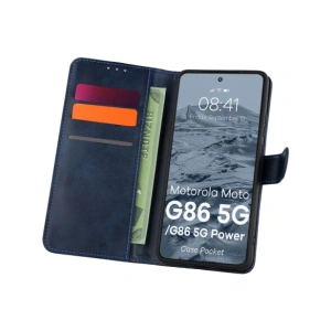Etui z klapką Bizon Case Pocket do Motorola Moto G86 5G / G86 Power 5G granatowe