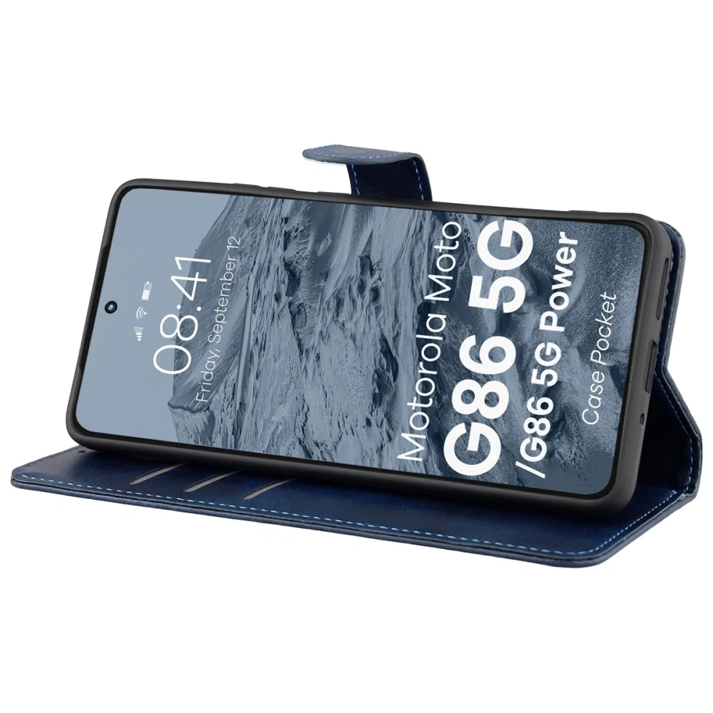 Etui z klapką Bizon Case Pocket do Motorola Moto G86 5G / G86 Power 5G granatowe