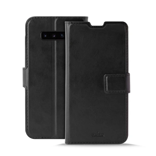 Etui PURO Booklet Wallet Case Samsung Galaxy S10+ Plus z kieszeniami na karty + stand up (czarny)