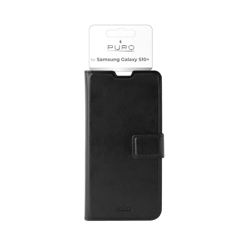 Hurtownia GSM - Etui PURO Booklet Wallet Case Samsung Galaxy S10+ Plus s kapsami na karty + stojánek (černý) - PUR020BLK - {ean13} - Hurt