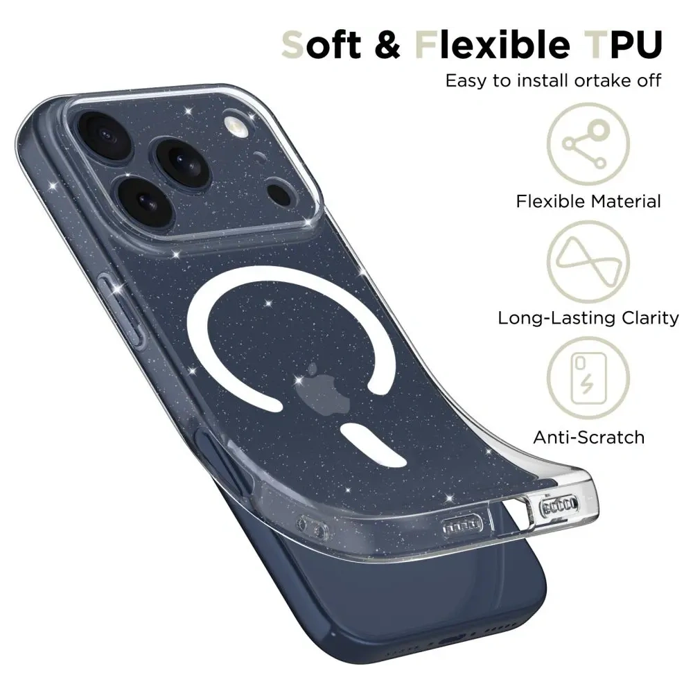 Etui Tech-Protect Flexair MagSafe do Apple iPhone 17 Pro Glitter