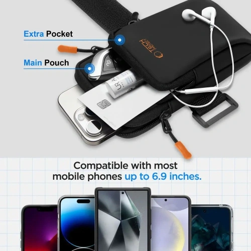 Etui na ramię Tech-Protect M7 Universal Sport Armband Black/orange