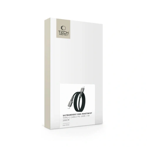 Kabel Tech-Protect Ultraboost DNA MagTwist USB-C Cable PD 100W / 5A 200cm Iron Grey