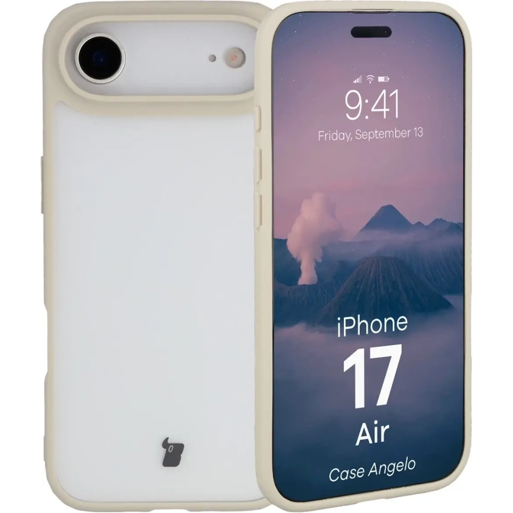 Etui Bizon Case Angelo do Apple iPhone 17 Air półprzezroczyste z beżową ramką