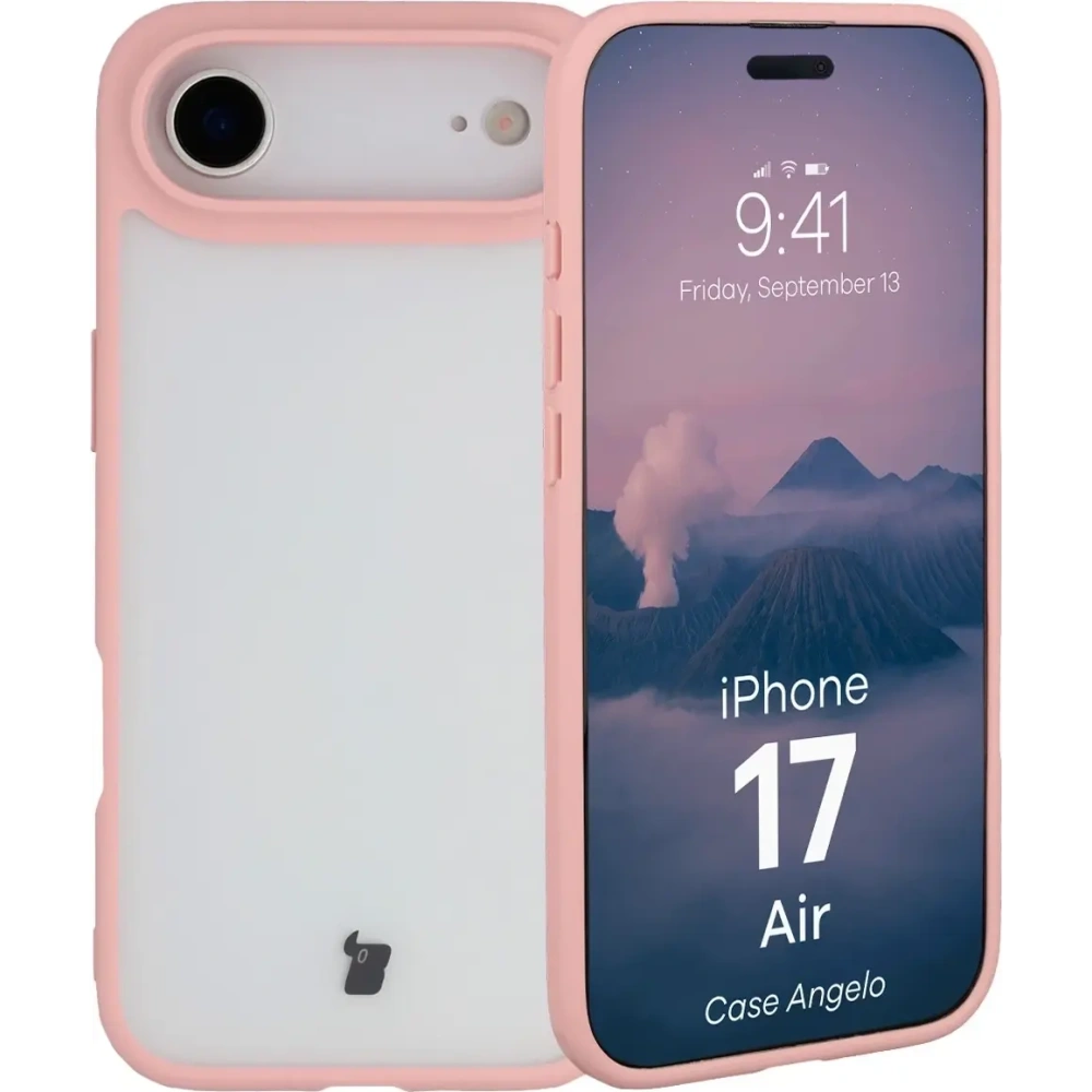 Etui Bizon Case Angelo do Apple iPhone 17 Air półprzezroczyste z jasnoróżową ramką