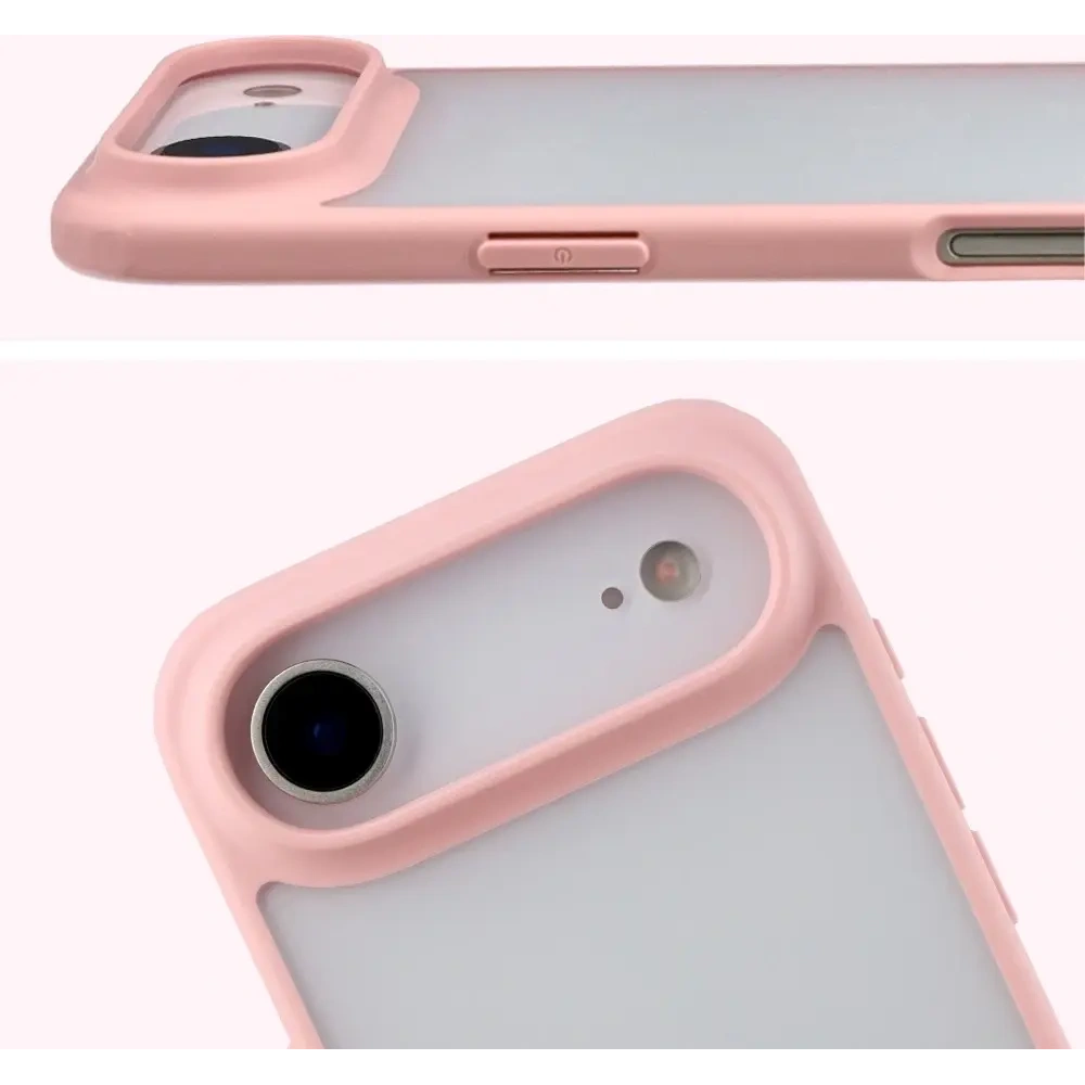Etui Bizon Case Angelo do Apple iPhone 17 Air półprzezroczyste z jasnoróżową ramką