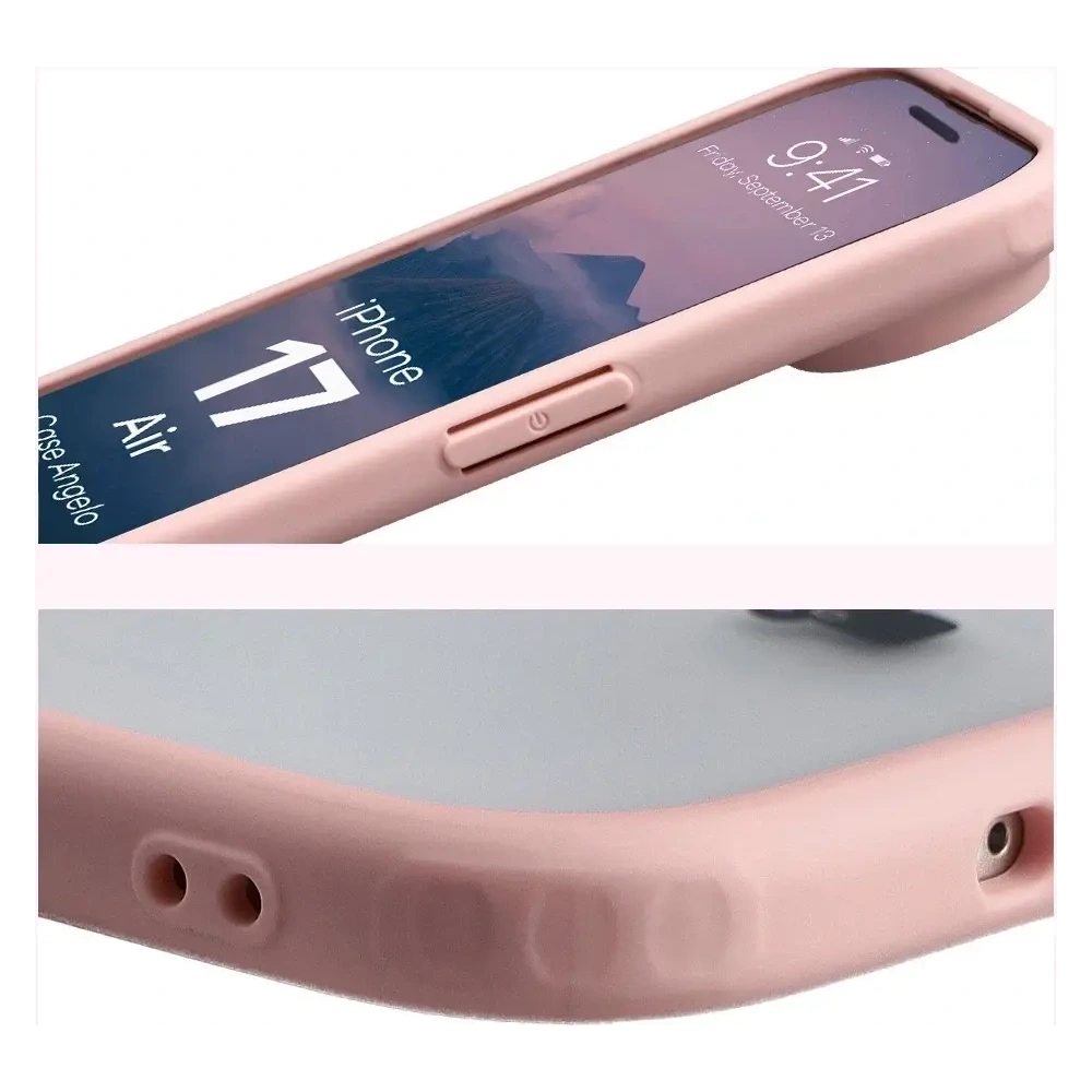 Etui Bizon Case Angelo do Apple iPhone 17 Air półprzezroczyste z jasnoróżową ramką