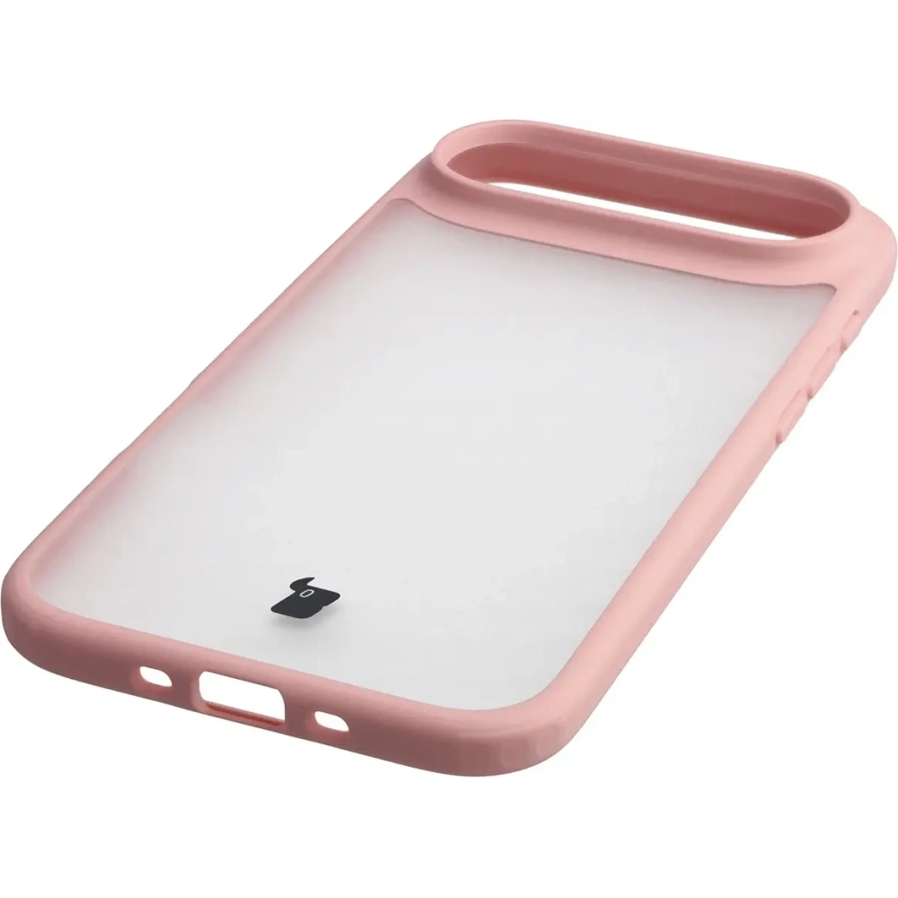 Etui Bizon Case Angelo do Apple iPhone 17 Air półprzezroczyste z jasnoróżową ramką