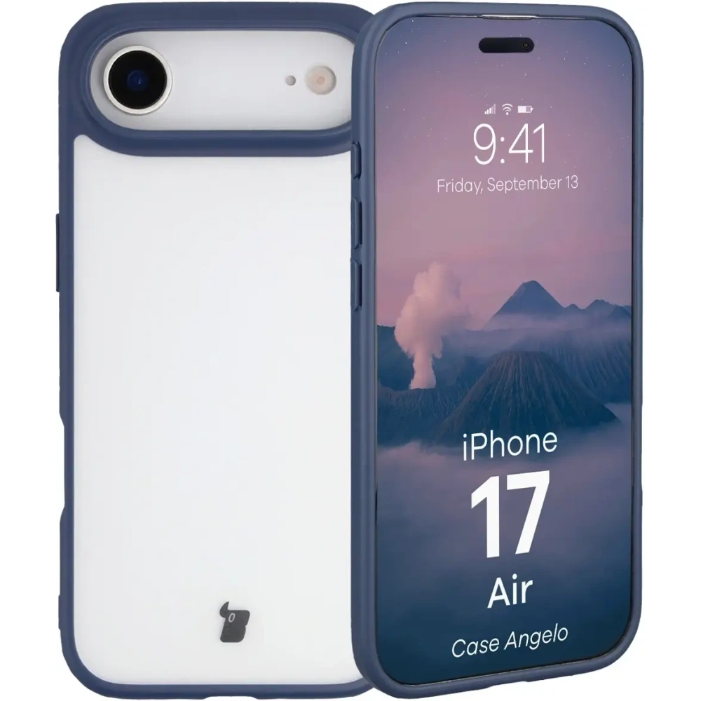 Etui Bizon Case Angelo do Apple iPhone 17 Air półprzezroczyste z granatową ramką