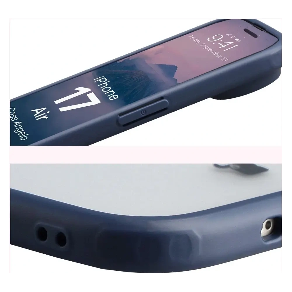 Etui Bizon Case Angelo do Apple iPhone 17 Air półprzezroczyste z granatową ramką
