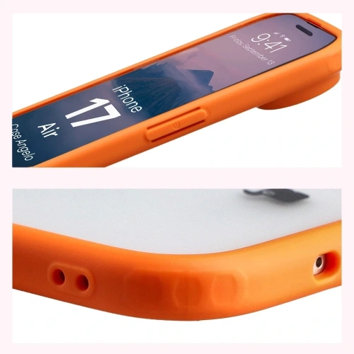 Etui Bizon Case Angelo do Apple iPhone Air półprzezroczyste z pomarańczową ramką